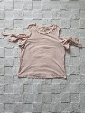 H&M Light Pink Cold-Shoulder Bow Sleeve Top